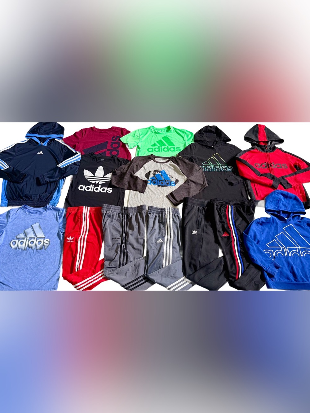 ADIDAS BOYS SIZE 10-12 TOPS, HOODIES AND JOGGERS CLOTHING BUNDLE!